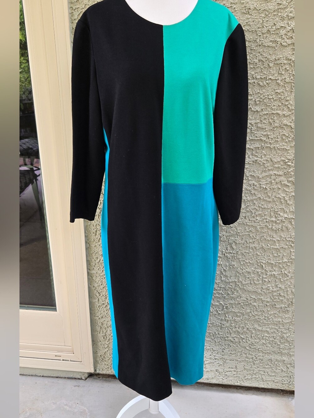 Carlisle Colorblock Black and Teal Midi Dress